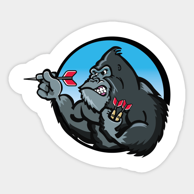 Gorilla playing Darts Sticker by nickemporium1